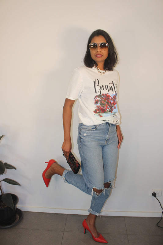 BEAUTE FLAMBOYANTE PRINT T-SHIRT